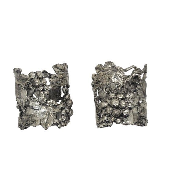 Arthur Court Vintage Silver tone Grapevine & Leaf Votive Holder Set Of 2 yr 2000 - Picture 3 of 9